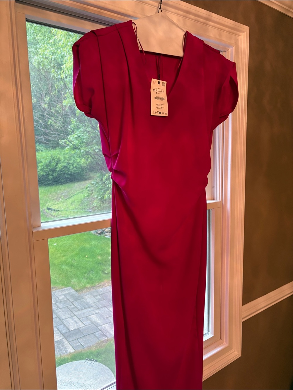 Zara Fuchsia Maxi Dress with V-Neck